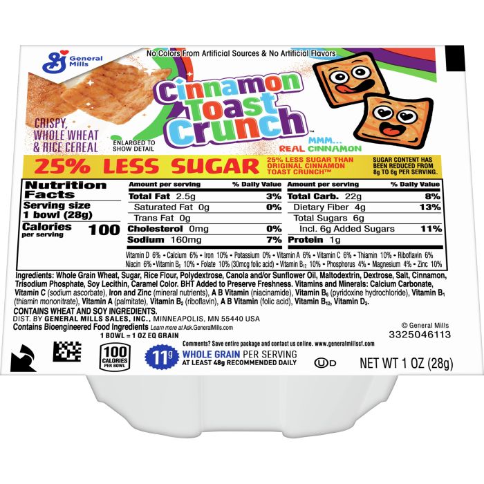 Cinnamon toast crunch nutrition label facts besto trimarni month national