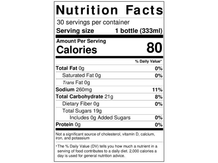 Sunny d nutrition facts