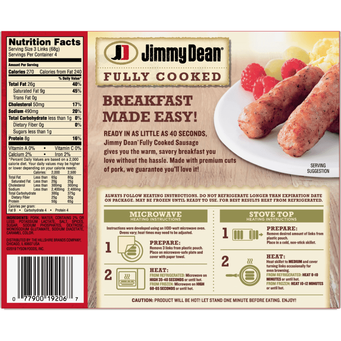 Sausage link nutrition facts