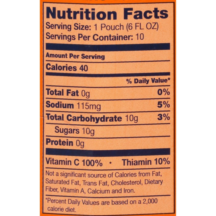 Sunny d nutrition facts